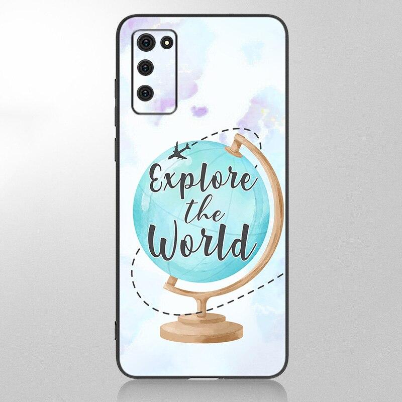 Забавный чехол для телефона с картой путешествий для Samsung Galaxy A12 A02S A22 A32 A52 A72 A71 A51 A41 A31 A21 A11 A50 A70 A10S A20S черный чехол