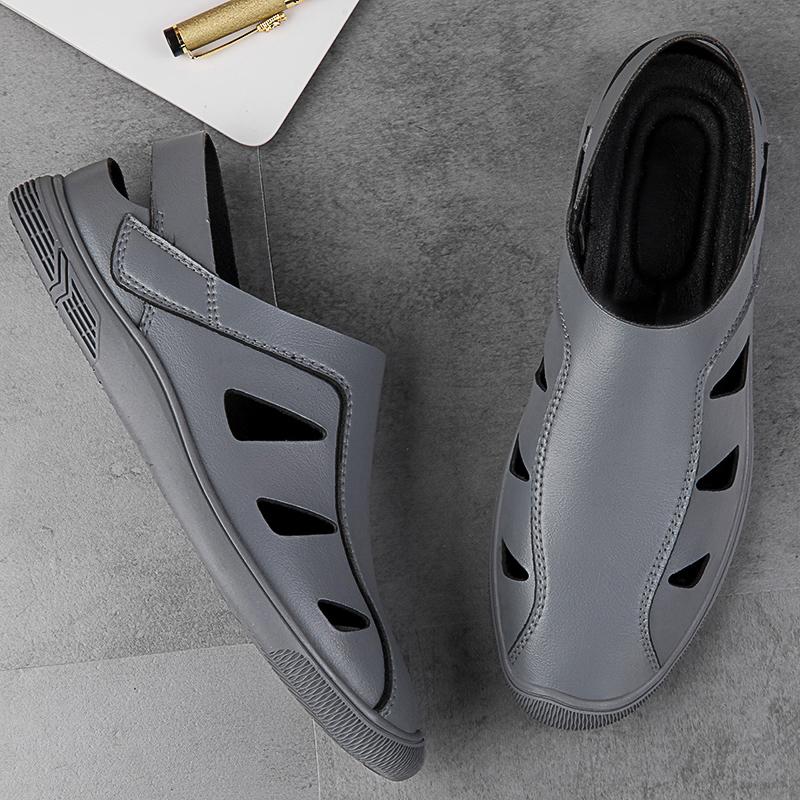 Летние хиты продаж, мужская обувь из натуральной кожи, дышащие сандалии, повседневная обувь для дома и улицы, низкие лоферы