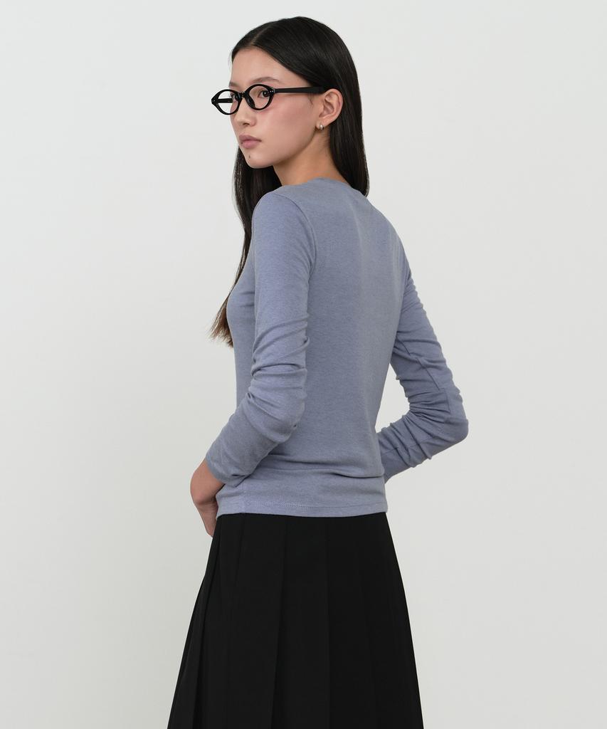 MUSINSA STANDARD WOMAN Women'S Wool Tencel Slim Long Sleeve T-Shirt [Cloudy Blue]