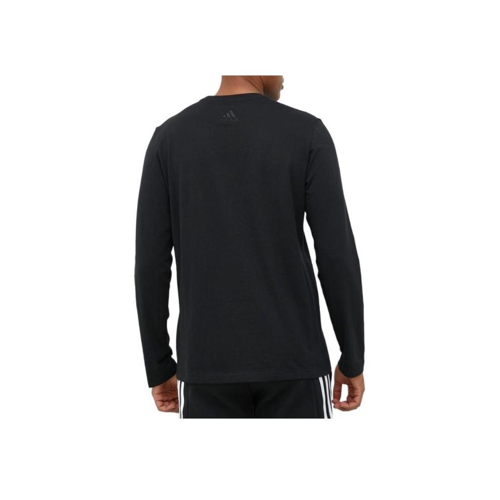 Adidas Round Neck Pullover Long Sleeve T-Shirt With Front Logo Print Men Tops Black IC9308