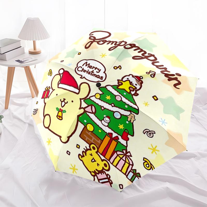 1 шт. Зонт Pompompurin Рождественское издание с автоматическим открытием/закрытием, складной конструкции и железным каркасом - Идеальный подарок для поклонников, путешественников и на каждый день