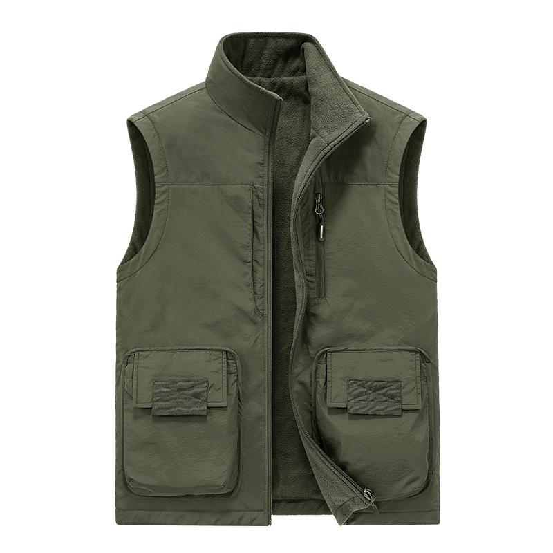Men's Double-Sided Polar Fleece Vest - Windproof, Warm, and Plush for Autumn/Winter Outdoor Activities