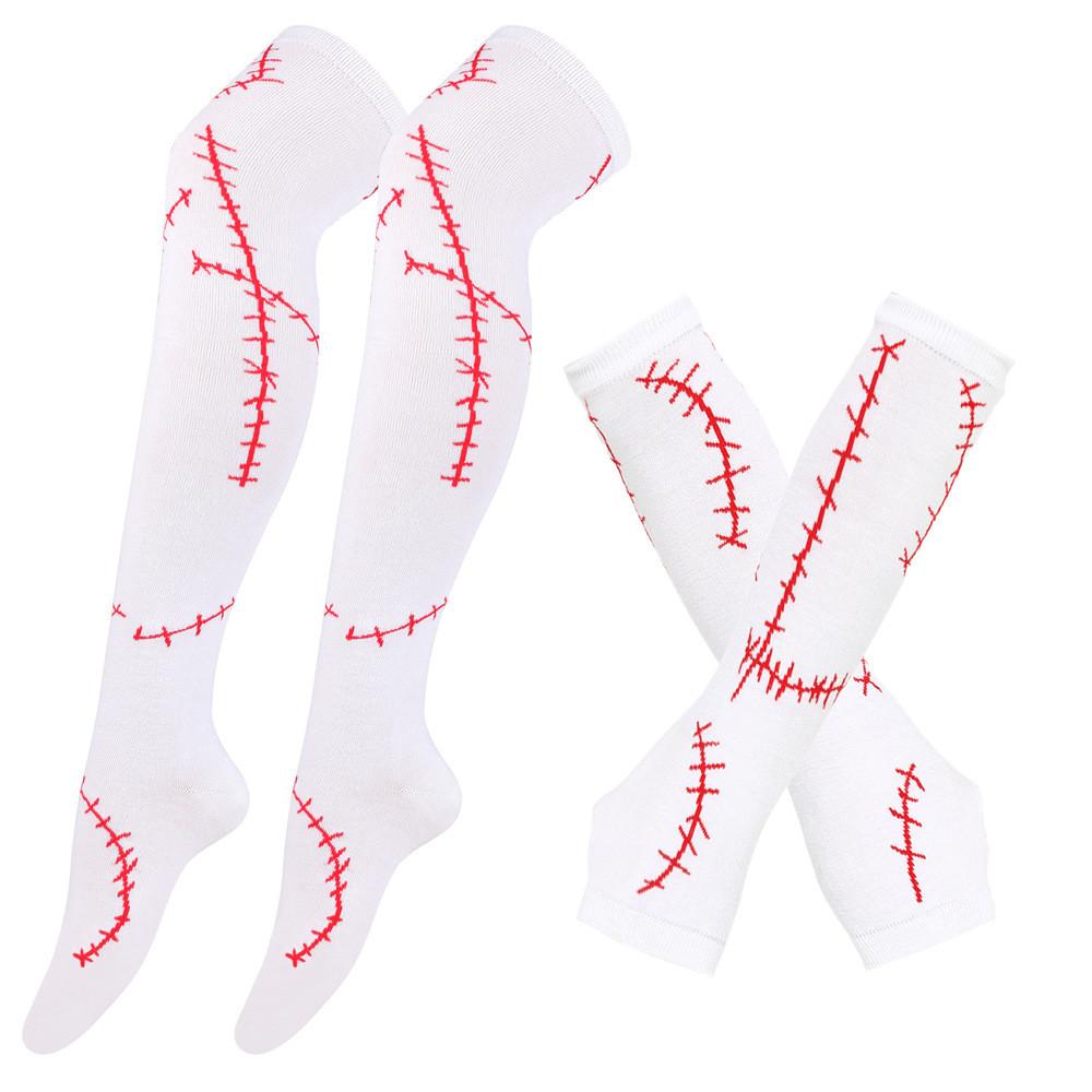 Модный комплект перчаток и носков Trendy Sally цвета морской волны с черной строчкой для косплея