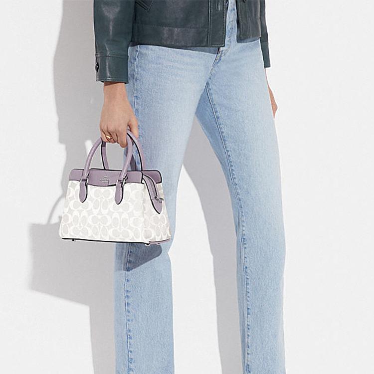 New COACH Darcie PVC Tote Bag, Shopping Bag, Shoulder Bag, Crossbody Bag, Handbag Mini Women's Purple & White CH174-SVVVJ