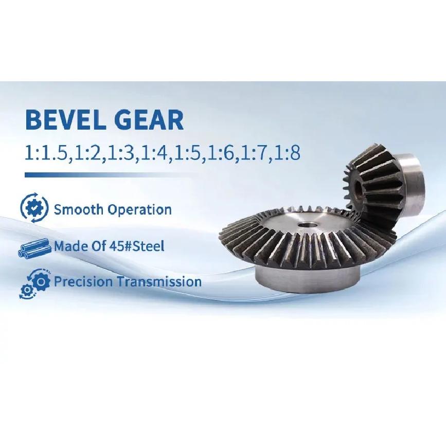 1Pair 1:2 Bevel Gear 1M15Teeth+30Teeth Inner Hole 6mm 90 Degree Drive Commutation Steel Gears Steel Gears Screw M5