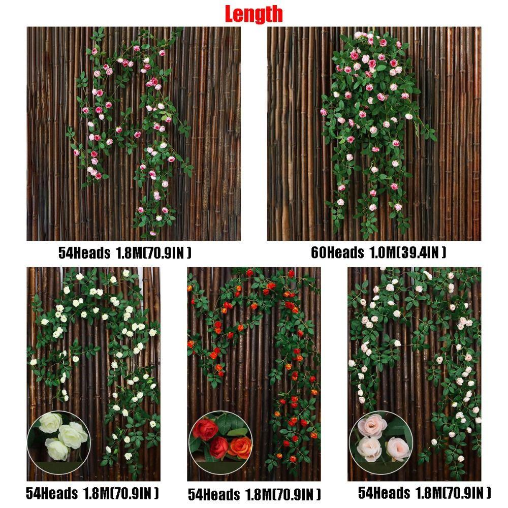 54/60 Головок Искусственные Розы Цветы Лоза Реалистичное Прикосновение Украшение Букет Искусственный Цветок Декор Балкона
