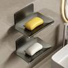 Bathroom Stainless Steel Soap Dish Non Perforated Wall Mounted Soap Sponge Holder Organizer Accessories Kitchen Soap Holder
