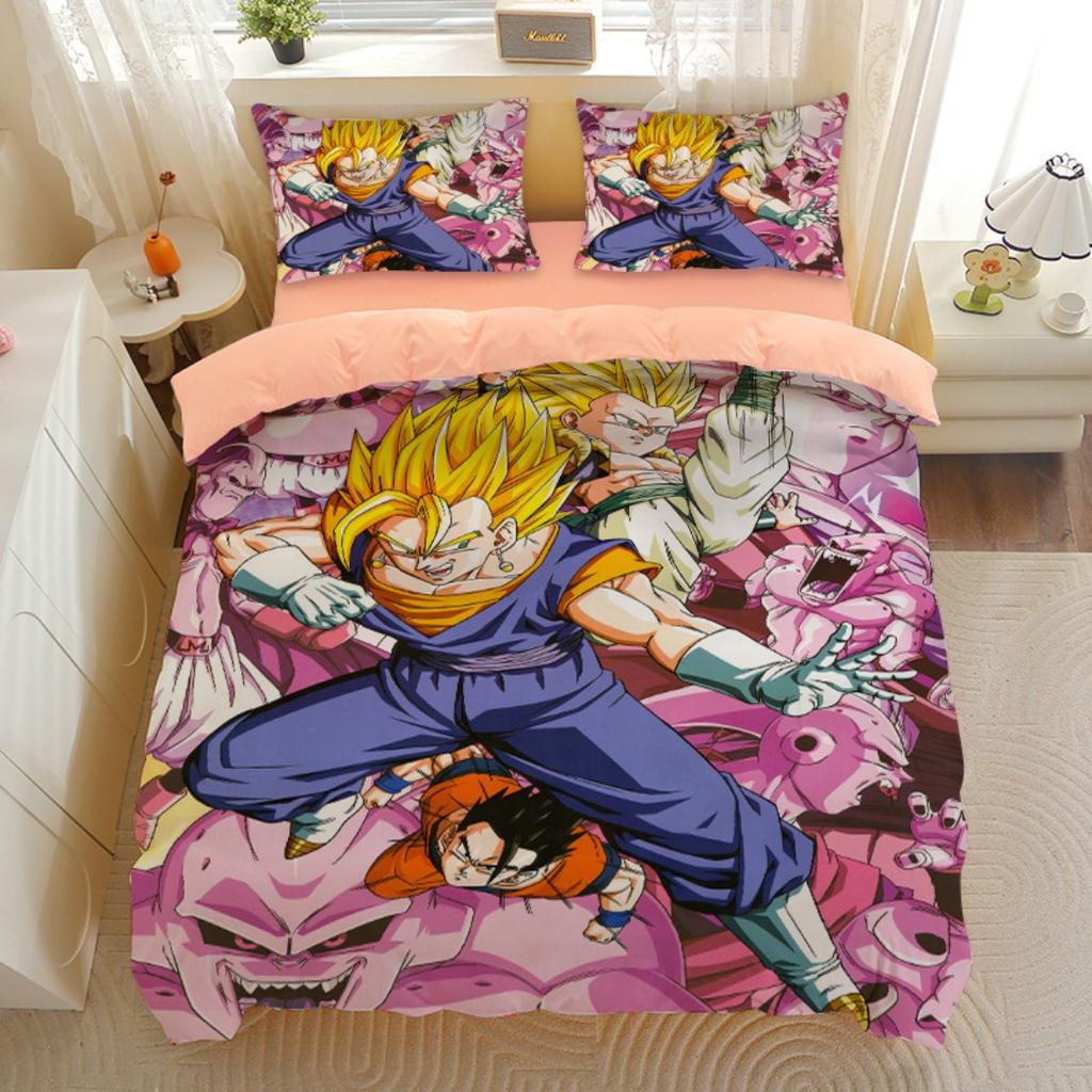 Japanese Anime Dragon Ball Bedding Set Goku Super Saiyan Duvet Cover Pillowcase 2/3pcs 3D Prints for Teens Quilt Cover