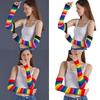 Rainbow Stripe Arm Sleeves for Adult Fingerless Long Gloves Cosplay Costume Accessories Warm Arm Warmers Christmas Props
