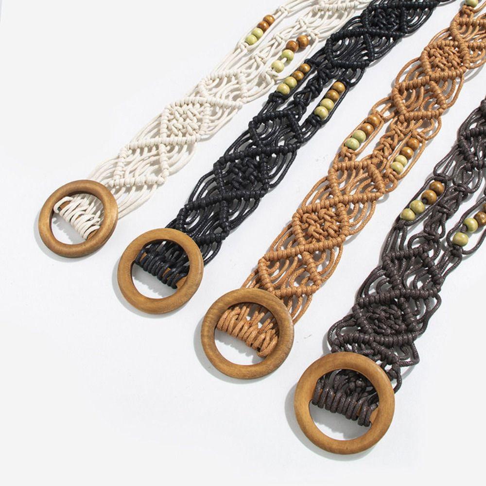 Retro Weave Belt Wax Rope Waist Rope Casual Bohemian Style Belt Jeans Decorative