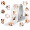 500 Pieces/roll Sticker Roll Sticker Cartoon Retro Puppy Creative Handbook Material Self-adhesive Seal Sticker