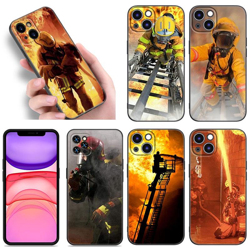 Герои-пожарные Пожарный Чехол для телефона для Apple iPhone 12 13 Mini 11 14 15 Pro Max 7 8 X XR XS SE 2020 2022 Черный силиконовый чехол
