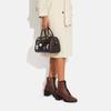 Coach Rowan 27 Classic Monogram Zip Closure Ski Patch Decor Canvas And Leather Shoulder Crossbody Tote Bag Large Women handbags Dark-Brown CE592-IMOSN