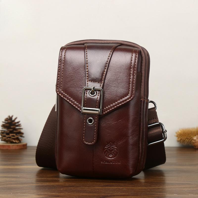 Мужская сумка-мессенджер на одно плечо для мобильного телефона, многофункциональная сумка-пояс для мобильного телефона с пряжкой в стиле ретро, повседневная мужская сумка