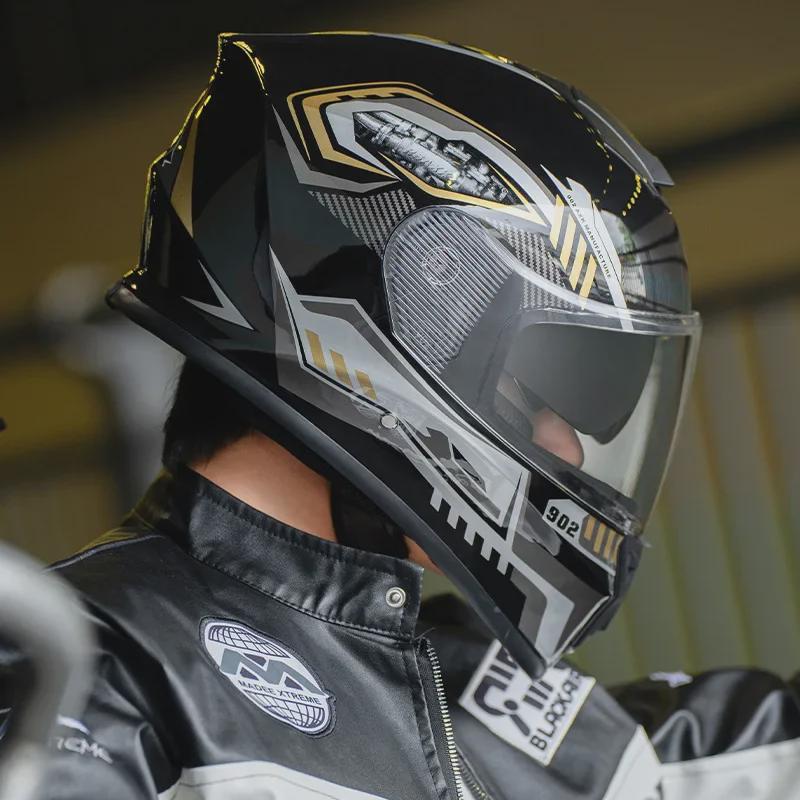 Мужской и женский зимний мотоциклетный шлем с двойной линзой для всесезонной езды