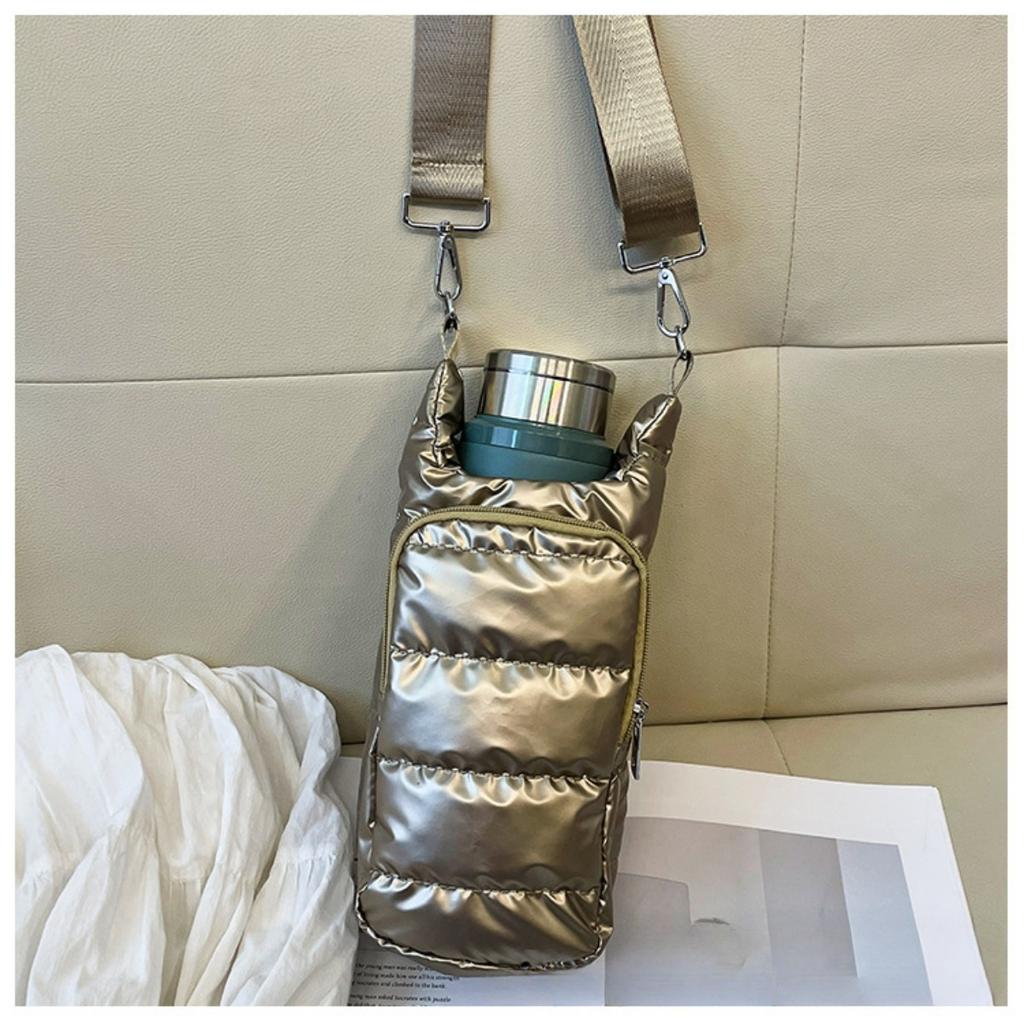 Портативный чехол для бутылки с пухом, Модный изоляционный чехол для чашки из пеноматериала, Многофункциональная сумка для защиты чайника, Водонепроницаемая сумка кроссбоди для улицы