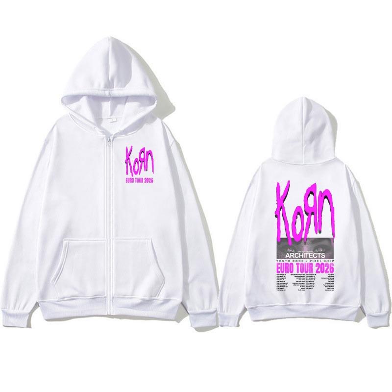 Korn Тур 2026 Мерч Худи на молнии Подарки для фанатов Металл Панк Готика Рок Группа Мода Повседневные Худи на молнии Куртки Пальто