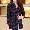 Spring Autumn Checkered Shirt Women's Cotton Long Sleeve Top Ladies Plaid Shirts Fashion Lapel Slim Tops