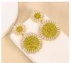 925 Silver Exaggerated Sunflower Dangle Earrings: Colorful, Super Sparkly Statement Jewelry