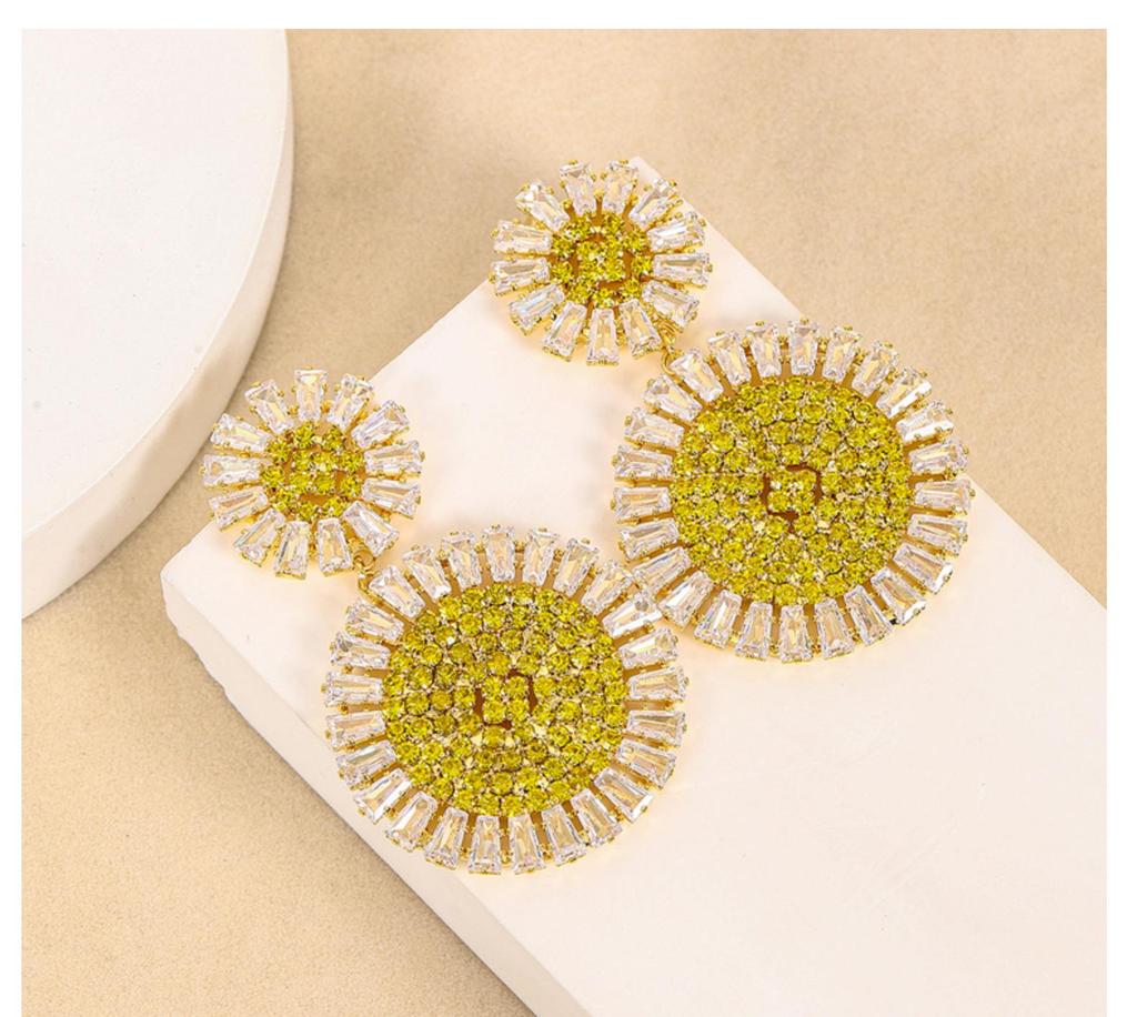 925 Silver Exaggerated Sunflower Dangle Earrings: Colorful, Super Sparkly Statement Jewelry