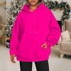 Women Fall Winter Hoodie Thick Hooded Long Sleeves with Big Pocket Plus Size Mid Length Solid Color Loose Elastic Cuffs Drawstring Sport Top