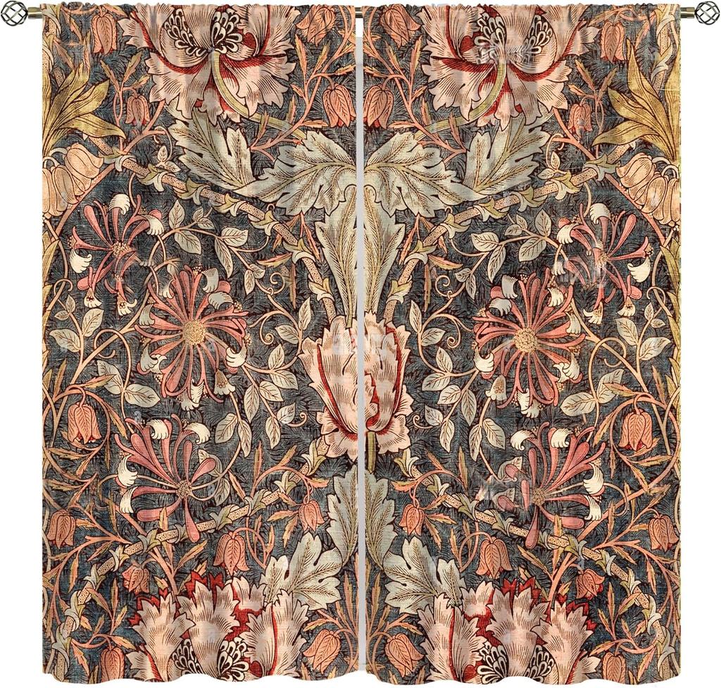 Винтажные Шторы Ycness William Morris с Цветочным Узором В Стиле Акварельных Цветов Для Окон Комнаты Шторы для Спальни Гостиной Штора Полиэстер Идеально Для