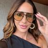 Oversized Oval Punk Pilot Sun Glasses Glasses Ladies Luxury European and American Sun Eyeglasses for Male and Womens UV400 Shield Eyewear