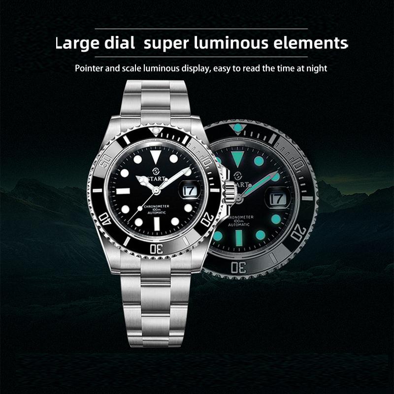 Start Мужские часы для дайвинга, официальные аутентичные металлические мужские часы, светящиеся водонепроницаемые автоматические механические часы с функцией даты