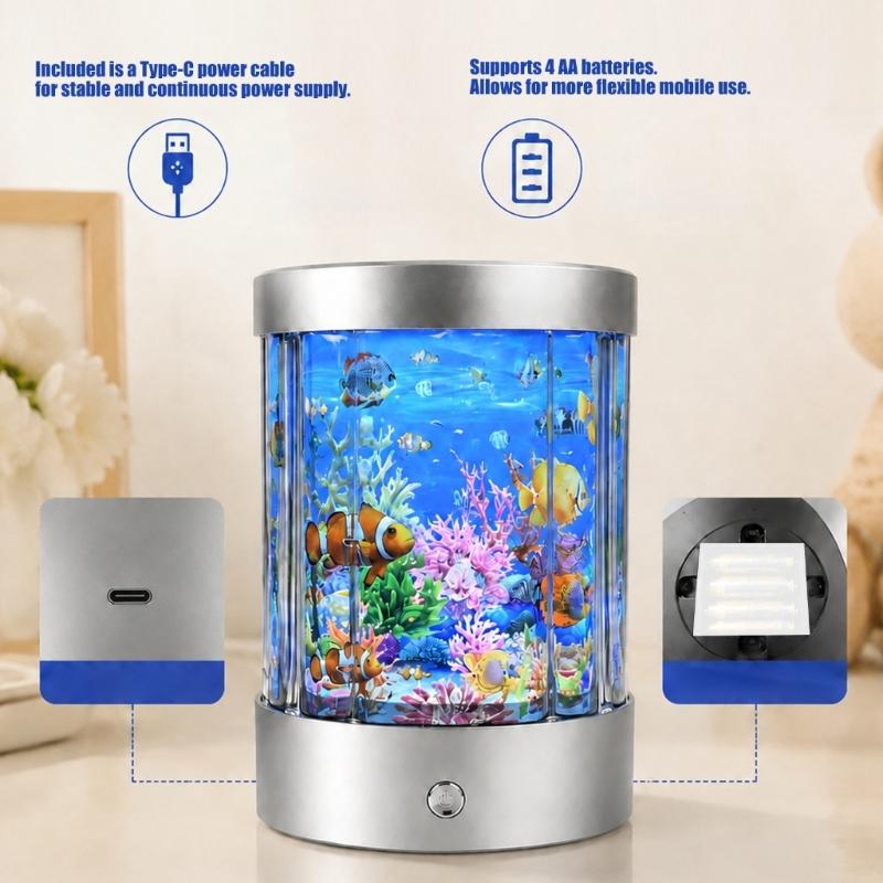 Морская лампа для спальни и рабочего стола, океанский светильник с USB-кабелем или от батареек для акцентного освещения комнаты в помещении