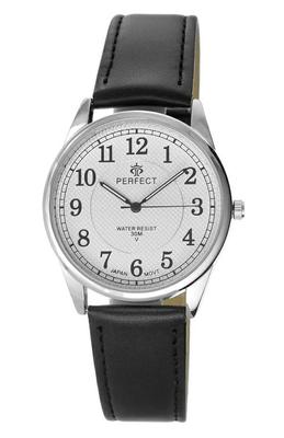Perfect Men' 455 Silver Case, Silver Dial, Black Strap