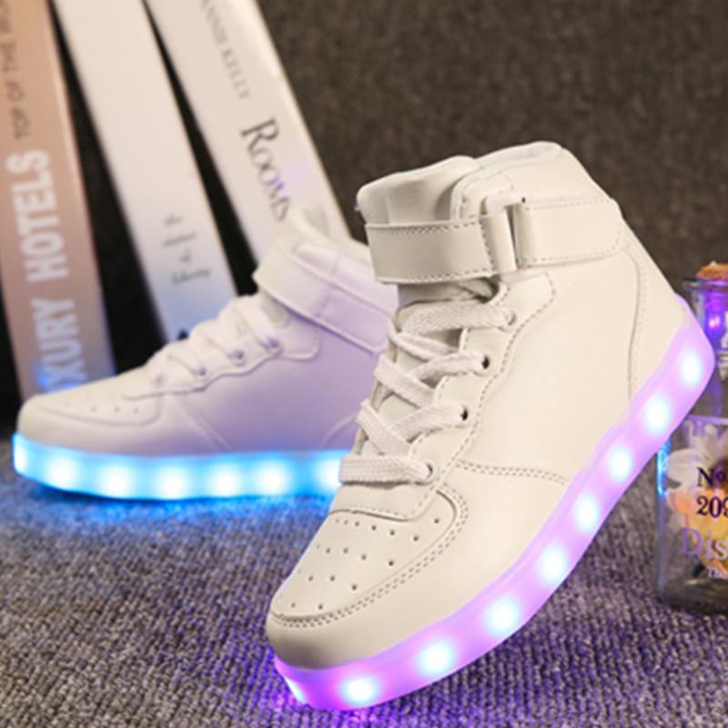 LED Light-Up High-Top Shoes, Casual Sports Sneakers for Boys and Girls