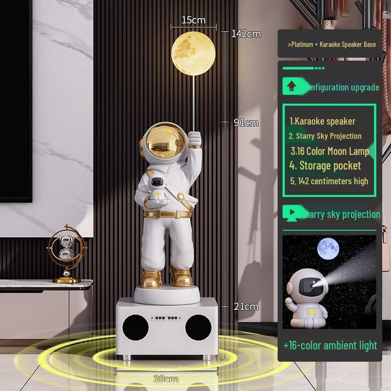 Большая фигурка космонавта с подсветкой «Звездное небо» – напольное украшение для гостиной или ТВ-тумбы, идеальный подарок на новоселье.