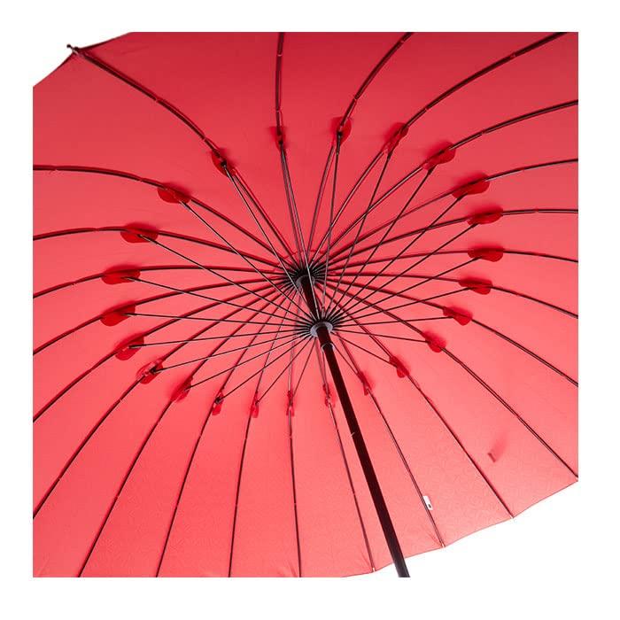 Mabu Parasol Umbrella for Women Men Unisex 60cm 24 Ribs Red Long Umbrella Umbrella UV Protection Light Blocking Umbrella for Sun and Rain Stylish Cute