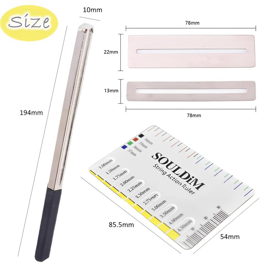 MIMIA Guitar Maintenance Guitar Fret String Fret String Height String Action Instrument Tools Set File, Brush, Polisher, Plate, Ruler, Ruler,
