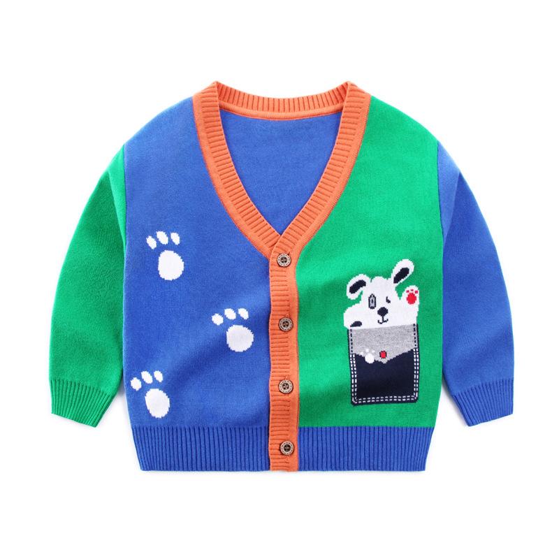 Кардиган с героями мультфильмов для мальчиков, детский свитер с v-образным вырезом, пальто, верхняя одежда с длинными рукавами для маленьких мальчиков