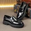New Men Fashion Loafers Black Platform Non-slip Lightweight Comfortable Brand Leather Shoes Gentleman Social Shoes Men 38-46