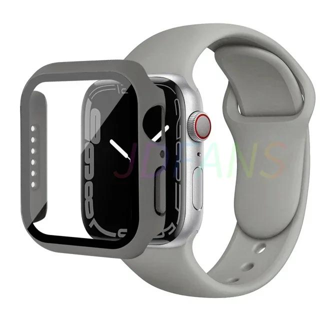 Стекло+корпус+ремешок для Apple Watch Band 42 мм 44 мм 41 мм 40 мм 38 мм 45 мм 49 мм Защитные пленки для Apple IWatch Series 8 7 6 SE 5 4