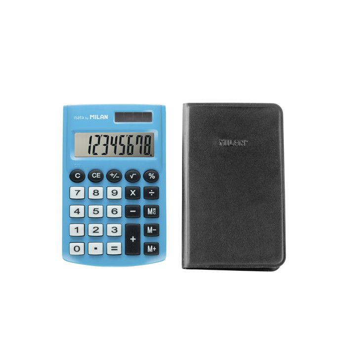 Blister calculatrice Pocket bleue 8 chiffres avec étui