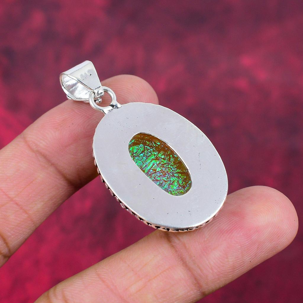 Оранжевый тройной опал, подвеска из драгоценного камня ручной работы, подвеска из стерлингового серебра 925 пробы, антикварные ювелирные изделия, для подарка на помолвку