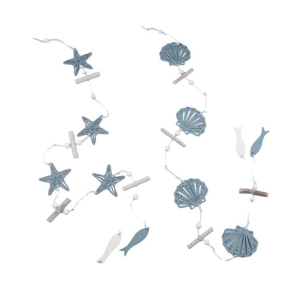 Use Handicraft Nautical Decor Scallop Pendant Wooden Ornament Hanging Crafts Blue Ocean Pendant