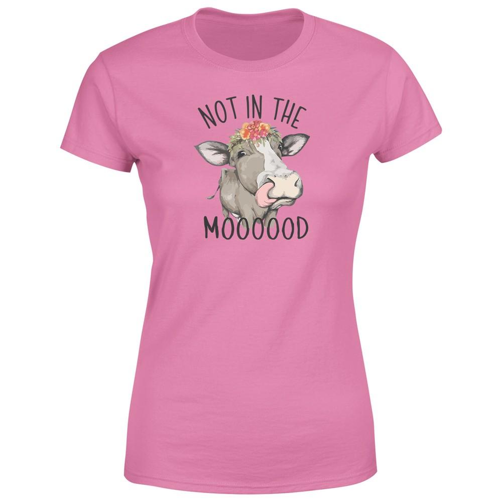 Не в настроении Женская футболка Смешная корова Саркастичный графический Женская футболка