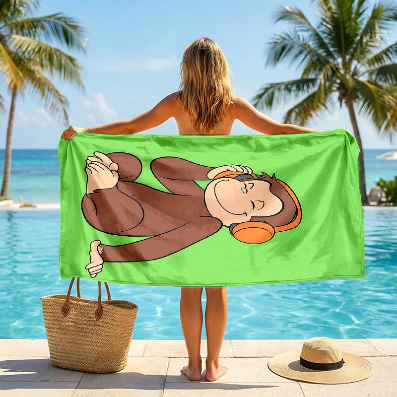 Curious George Fashion Beach Towel: Ideal for Summer Adventures Soft, absorbent and quick drying suitable for swimming and bathing