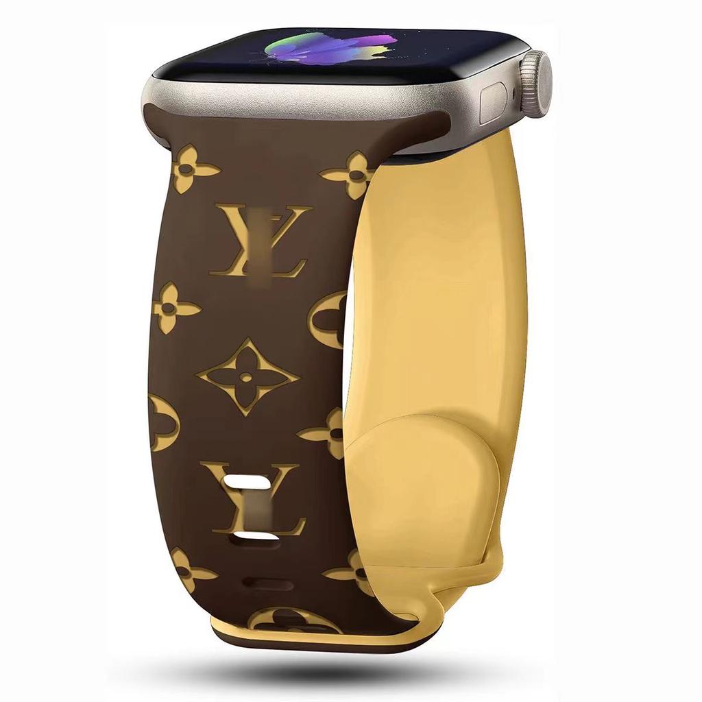 Floral Engraved Strap For Apple Watch Band 46mm 49mm 45mm 44mm 42mm 41mm 40mm 38mm Silicone Sport Bracelet iWatch Series 10 SE 9 8 7 6 Ultra 2