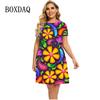 New Summer Flower Power 3D Print Dresses For 2025 Women Paisley Short Sleeve Loose Dress Clothing Fashion O-Neck Dress