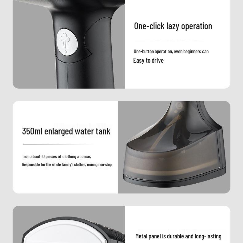 Portable Handheld Garment Steamer: Compact Folding Iron with Large Capacity