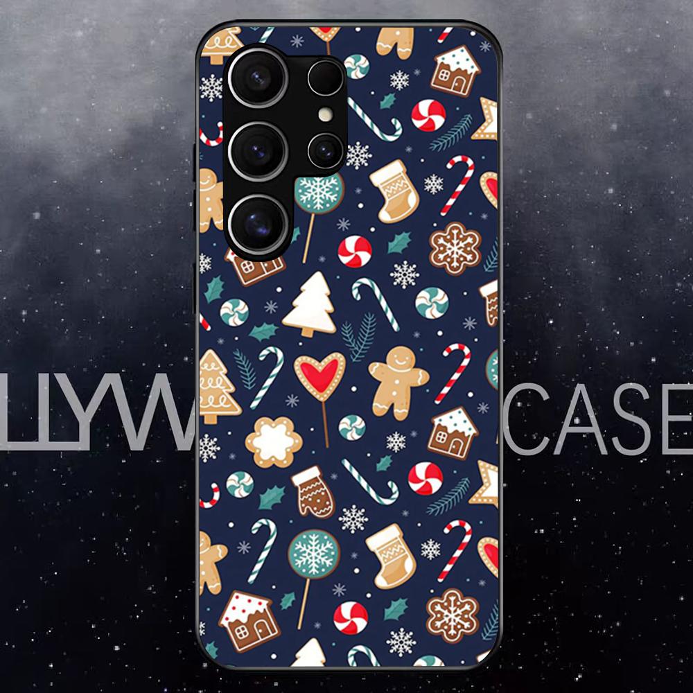 Christmas Santa Claus Snowman Phone Case For Samsung S25 Edge Ultra S23 S22 S21 S20 Ultra Plus S24 Fe A54 A53 A25 Glass Cover