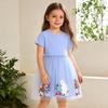 Девочковое платье-туника с коротким рукавом из фатина, вязаное хлопковое, с круглым вырезом для самых маленьких