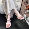 Fashion Fashion Butterfly-knot Woman Slippers Fashion Square Toe Thick Heel  Slides Ladies Concise Evening Party Summer Shoes