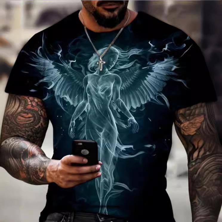 Мужская футболка с 3d принтом волка, свободная повседневная молодежная модная модная футболка с коротким рукавом с круглым вырезом