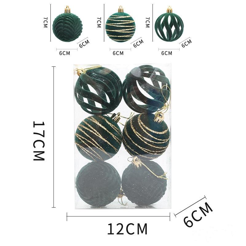 6/12 шт. Бархатные подвесные шары на елку 6 см Набор флокированных шаров Небьющиеся украшения для домашнего праздничного свадебного декора